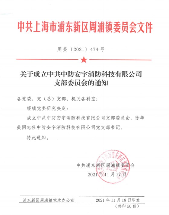 中防安宇消防科技有限公司黨支部成立！